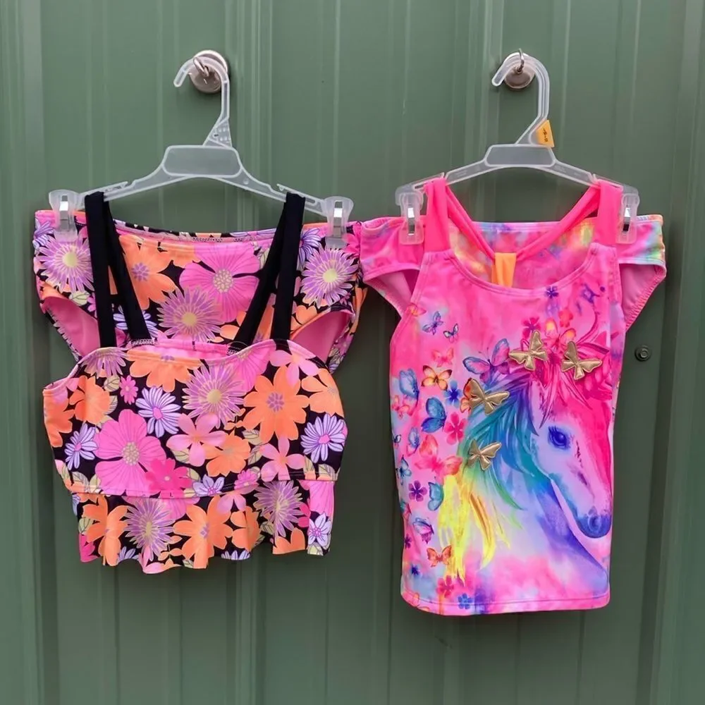 Girls Flounce Bikini & Tankini Bathing Suit Swimsuit 2-Pack Size L 10/12 Plus